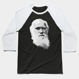 Charles Darwin Black and White Baseball T-Shirt